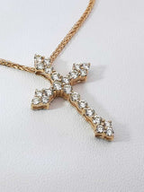 0.91 Cttw Diamond & 14k Gold Cross Pendant With 18 Inch Chain 3.4g Fw0426rixdu