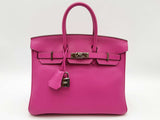 Hermes Birkin 25 Pink Chevre Mysore Red Interior Palladium Handbag Do0925lirxzde