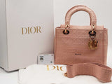 Christian Dior Lady D-lite Medium Tote Pink Handbag Aa0626szxsa