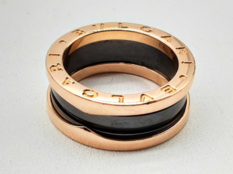 Bvlgari B.zero 1 18k Rose Gold Black Ceramic Ring Size 52/ 5.75 Do0924rrxde