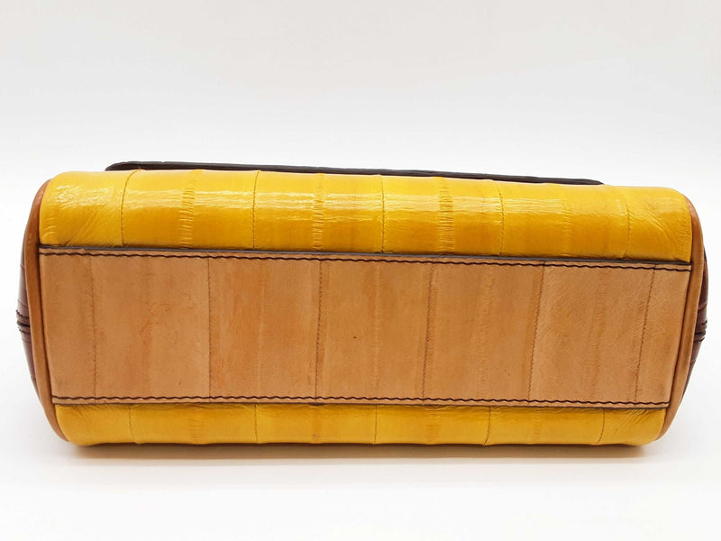 Dolce & Gabbana Sicily Brown Crocodile Yellow Eel Leather Crossbody Bag Do0325irxde