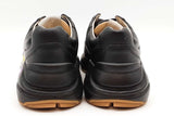 Gucci Rython Black Leather Sneakers With Rainbow Logo Size 34 Eb0226lrxde