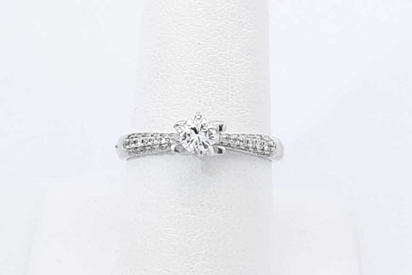 0.20ctw Center Round Diamond Ring 14k White Gold 2.7 Grams Size 7.25 Eb0925oxrdu