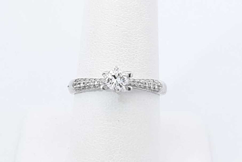 0.20ctw Center Round Diamond Ring 14k White Gold 2.7 Grams Size 7.25 Eb0925oxrdu