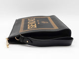 Fendi X Versace Logo Wristlet Clutch In Black Leather Fw1225orzdu