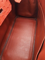 Hermes Birkin 30cm Brique Red Ostrich Palladium Hardware Handbag Do0626lrxzxde