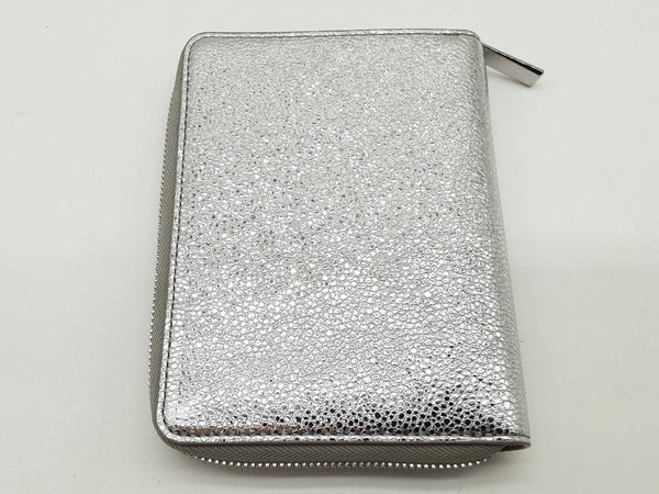 Tumi Belden Slg Metallic Silver Leather Zip Around Passport Wallet Do1225orde