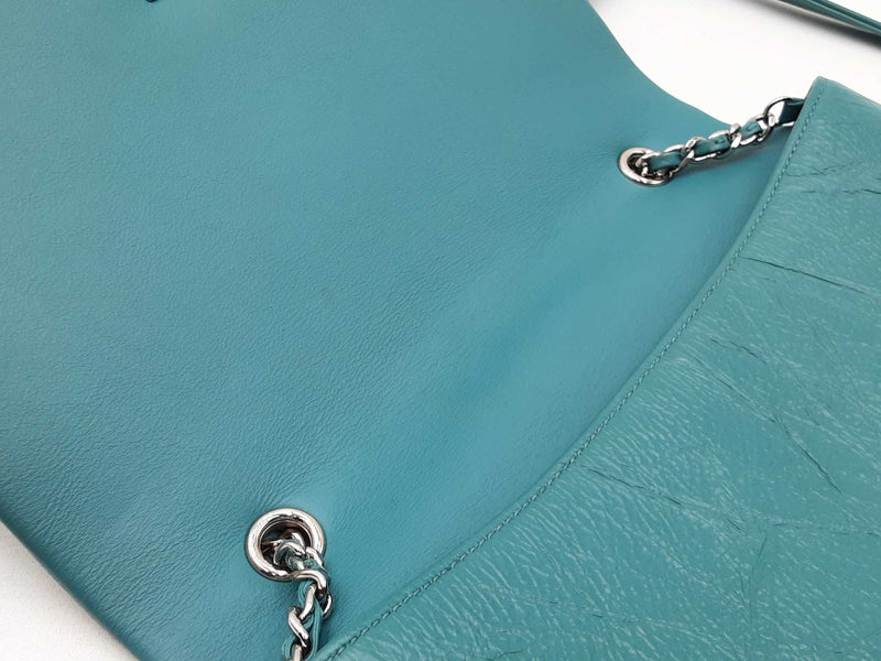 Chanel Full Flap Crossbody Bag In Teal Quilted Crumpled Calfskin Fw0925ozxzdu