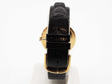 Omega 33mm Black Dial Lizard Band 14k Yellow Gold Winding Watch Do0525lxzxde