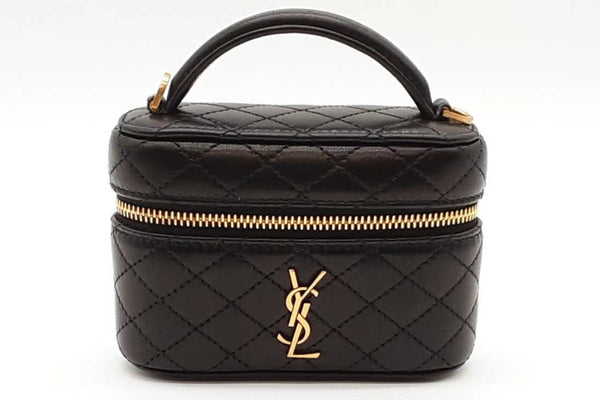 Yves Saint Laurent Quilted Black Leather Gaby Mini Vanity Case Eb1225exzde