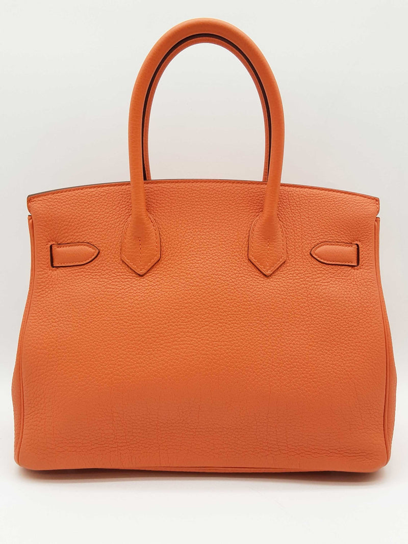 Hermes Birkin 30 Orange Clemence Palladium Hardware Handbag Do0825llxzxde