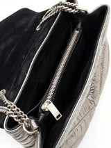 Yves Saint Laurent Lou Lou Chain Satchel In Silver Crumpled Calfskin Fw1025rxzdu