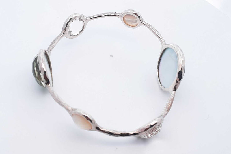 Ippolita 6 Stone & Mother Of Pearl Bangle Bracelet 25.5 Grams 7.5 In Eb0424oxzsa