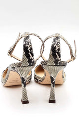 Jimmy Choo Mair Snake Printed Leather Ankle Strap Heels Sz37 Eblrxsa144010019944