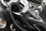 Prada Studded Pyramid Black Saffiano Patent Leather Top Handle Bag Eb0826lxrxde