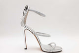 Giuseppe Zanotti Silver Metallic Heels With Crystal Embellished Straps Eb526crsa