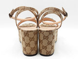 Gucci Lady Horsebit Platform Sandal In Gg Logo Canvas Size 40 Us 9.5 Fw0926ozxdu