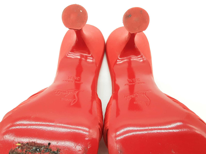 Christian Louboutin Nicol Is Back Red Satin Heels Size Eu 36.5 Do0525lxzde