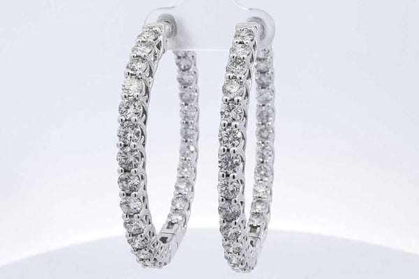 9.36ctw Diamond Inside Out Hoop Earrings 14k White Gold 23.7 Grams Eb0325rxxzsa