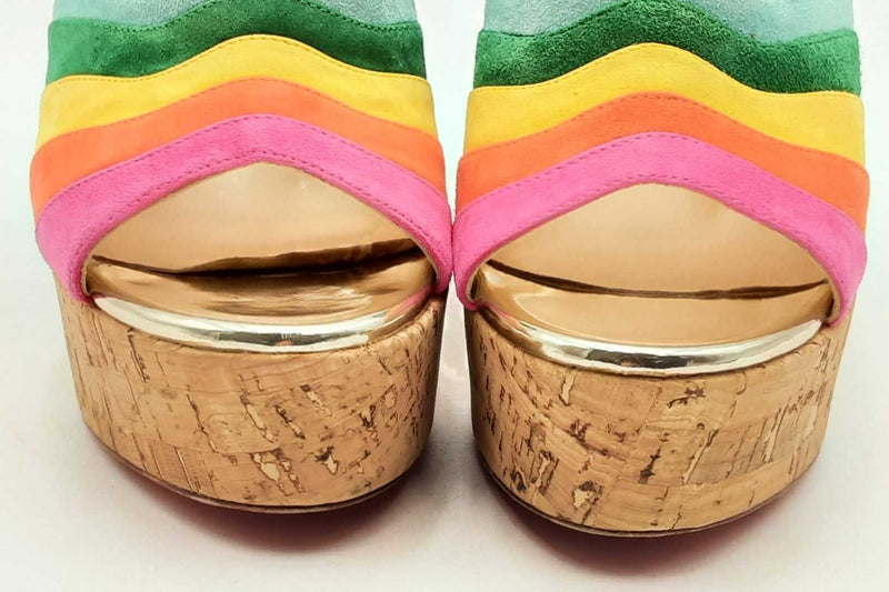 Christian Louboutin Rainbow Suede O Sister Platform Mules Size 36 Eb1224lxzsa