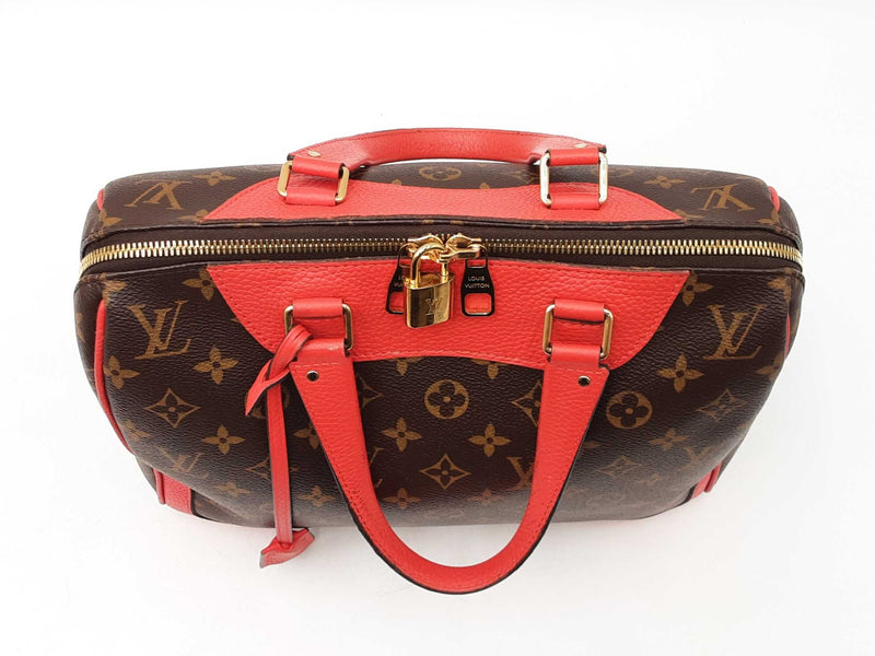 Louis Vuitton Retiro Handbag In Monogram Coated Canvas & Red Leather Fw0625wzxdu