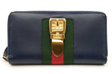 Gucci Sylvie Zip Around Blue Leather Wallet Eb0726oxzde