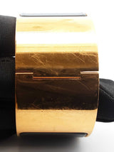 Hermès Extra Wide Clic H Gold-tone & Black Enamel Bangle Bracelet  7 Inch Fw0626lxzdu
