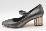 Salvatore Ferragamo Silver Metallic Ortensia Mary Jane Pumps Size 6b Eb0626lxzsa