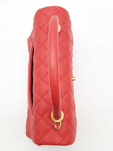 Chanel Coco Large Red Quilted Caviar Leather Top Handle Bag Do0825rzxzde