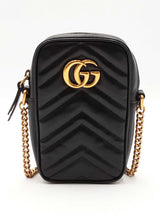 Gucci Marmont Mini Gg Crossbody Bag In Black Matelassé Leather Fw0626pxzdu