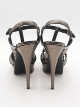 Yves Saint Laurent Tribute Gunmetal Metallic Platform Heels Size 39 Eb0626lrxsa