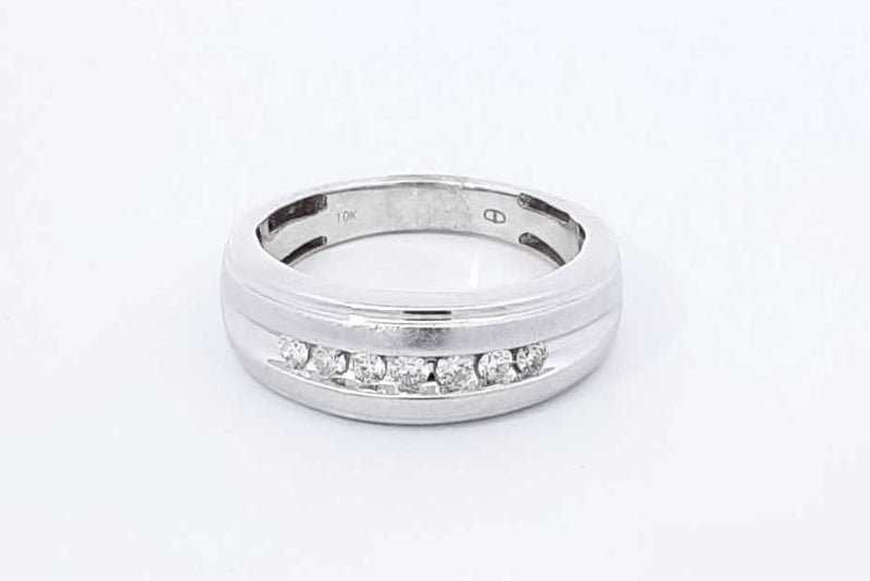 0.49ctw Diamond Ring In 10k White Gold 5.1 Grams Size 10 Eb1125owrdu