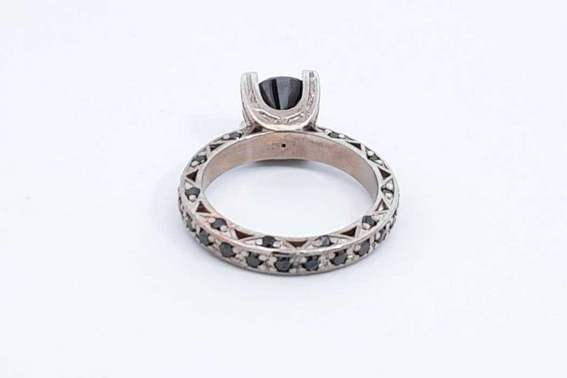 Approx. 2.22ctw Black Diamond Ring In 10k White Gold 5.2 Grams Size 6 Eb1124ixdu