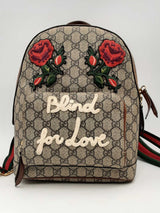 Gucci Gg Supreme Monogram Web Blind For Love Embroidered Backpack Eb0125cxzsa