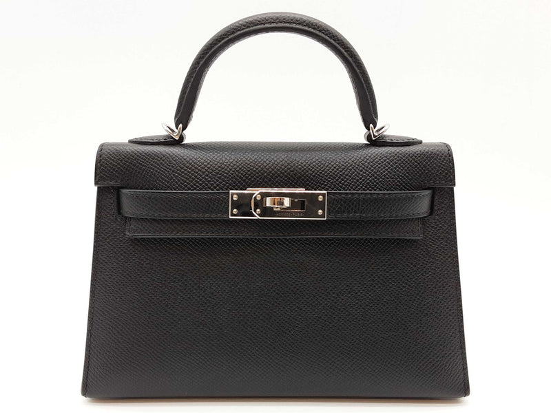 Hermes Mini Kelly Sellier Noir Black Epsom Palladium Crossbody Bag Do0925orxzxde