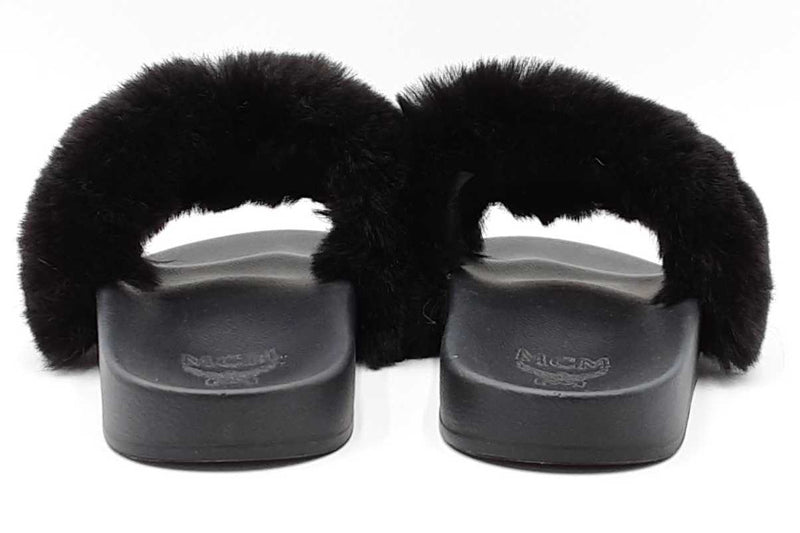 Mcm Faux Fur Logo Slides Size 8 Eb0824rxdu