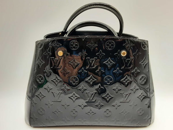 Louis Vuitton Black Monogram Vernis Montaigne Black Purse / Handbag