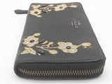 Coach Flowered Embroidered Black Leather Zippy Wallet Do0525pxde