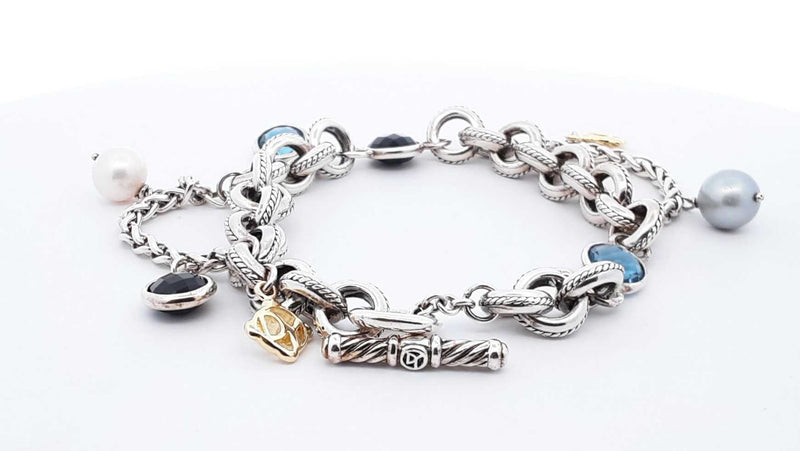 David Yurman Sterling Silver Old World Charm Bracelet 31.6 Gram 7 In Fw0425ozxdu