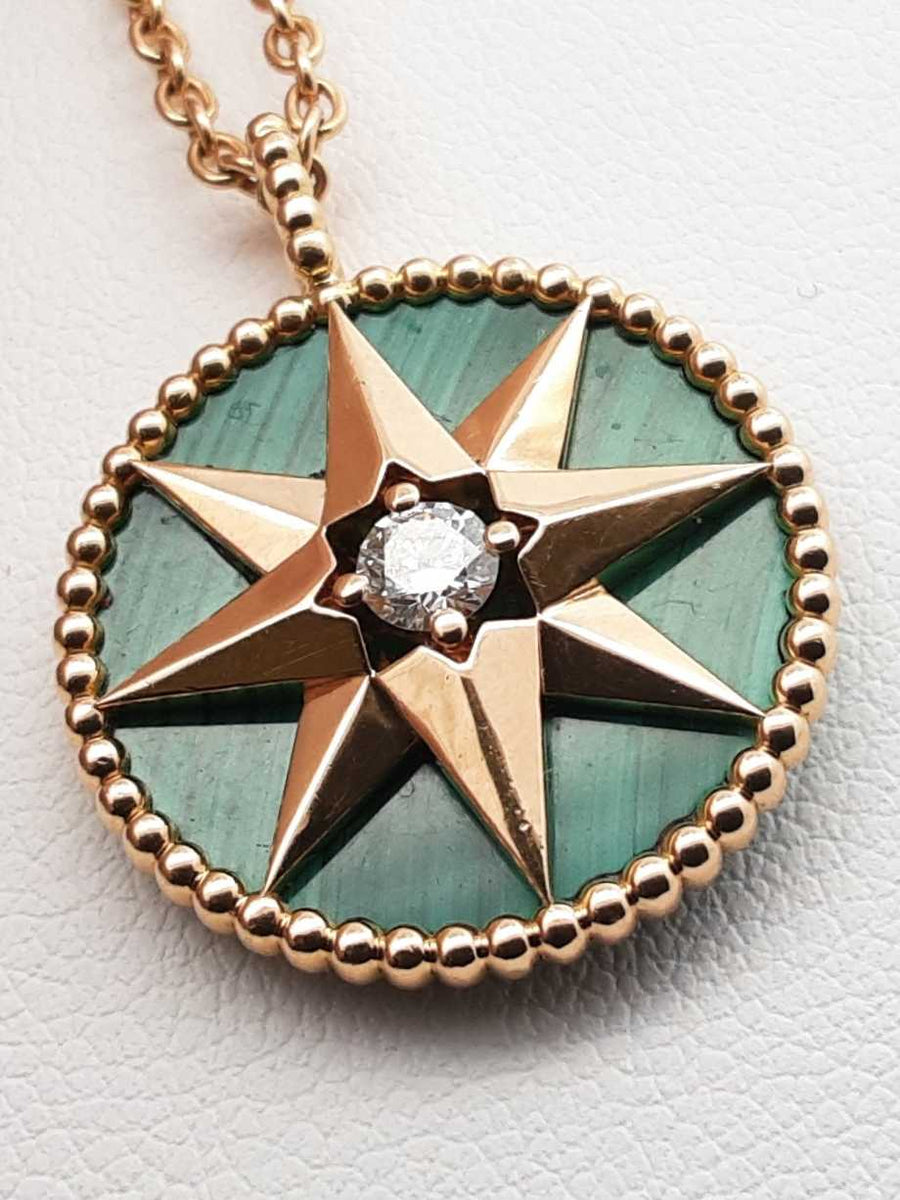 Christian Dior Rose De Vents Necklace In 18k Gold 13.8 Gram 32
