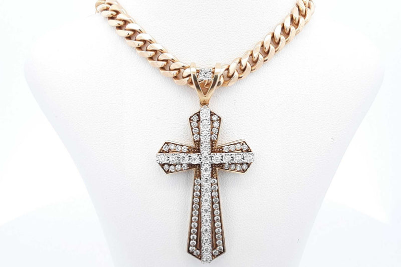 Diamond Cross Pendant & Chain In 10k Yellow Gold 53.5 Grams 24 Inch Eb1024loorsa