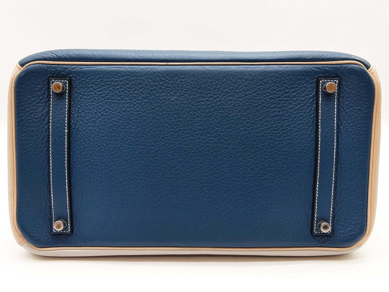 Hermes Custom Birkin 35 Blue Beige Clemence Palladium Handbag Do0825srxzde