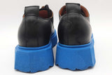 Off-white Black Leather Sponge Derby Shoes With Blue Soles Size 46 Eb0925lxzde