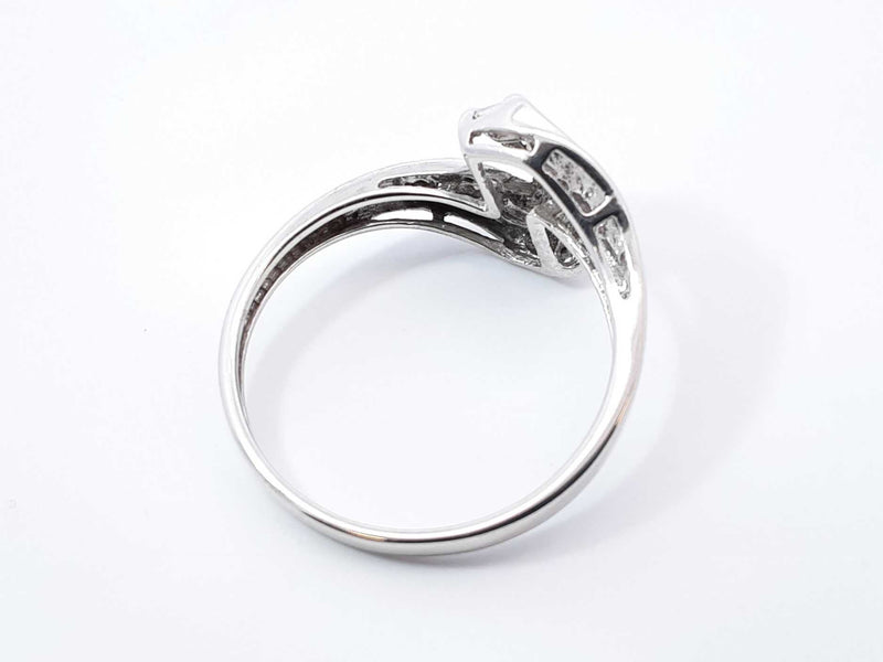 0.26 Cttw Diamond & 14k White Gold Swirl Ring 4 Grams Size 11 Fw0925lczdu9