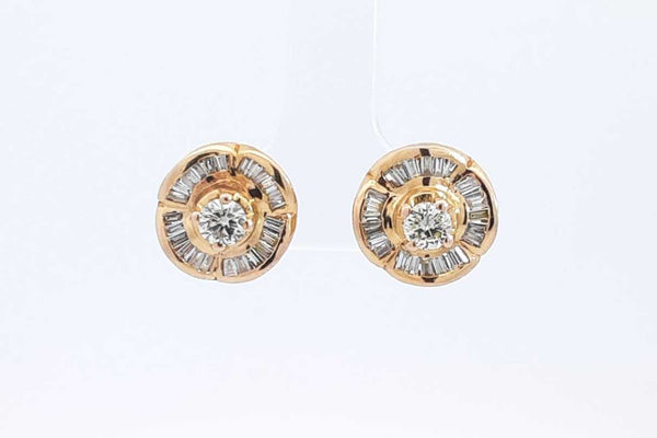 1.24ctw Diamond Stud Earrings In 14k Yellow Gold 5.49 Grams Eb0225prxsa