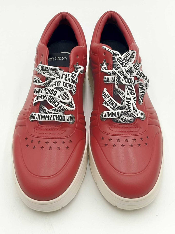 Jimmy Choo Hawaii Low Top Red Leather Sneakers Size 39 Eb0123oxzsa