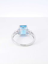 Blue Topaz & Diamond Ring In 10k White Gold 2.3 Grams Size 7 Fw1225rzdu
