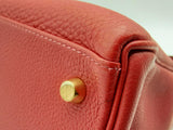 Hermes Kelly 28 Rouge Garance Clemence Gold Hardware Shoulder Bag Do0824elxzde