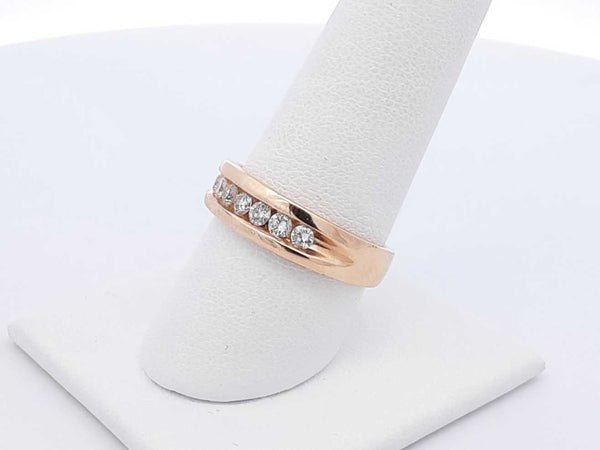 0.80 Cttw Channel-set Diamond & 14k Yellow Gold Ring 5.6 Gram Size 8 Fw0825pzxdu