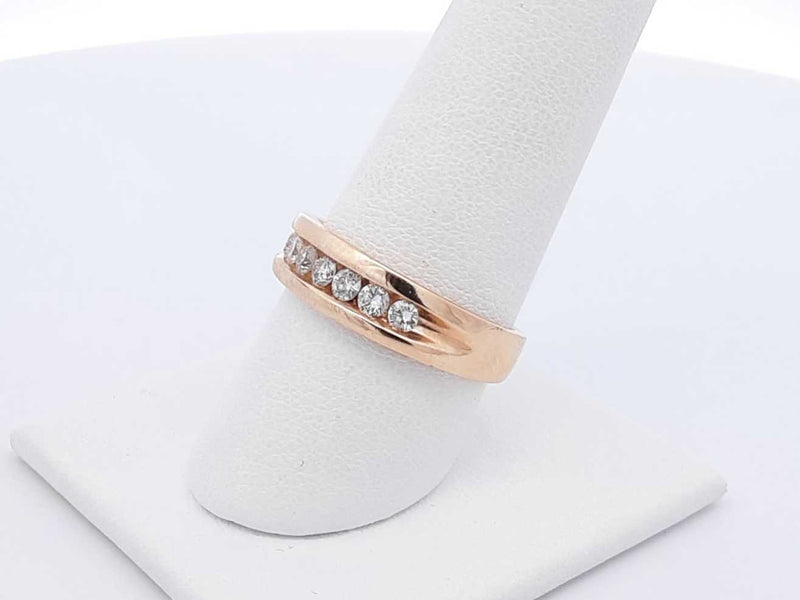 0.80 Cttw Channel-set Diamond & 14k Yellow Gold Ring 5.6 Gram Size 8 Fw0825pzxdu